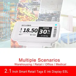 New BLE 5.0 2.1'' Black White Red Colors Electronic Price Tag Eink Screen Price Tag Smart Retail Tag Display ESL For Supermarket