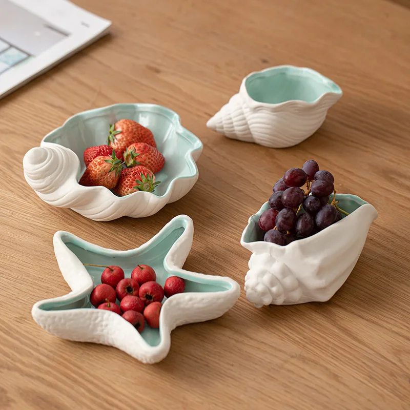 CXX blue shell ceramic fruit tray storage tray home decoration ornament