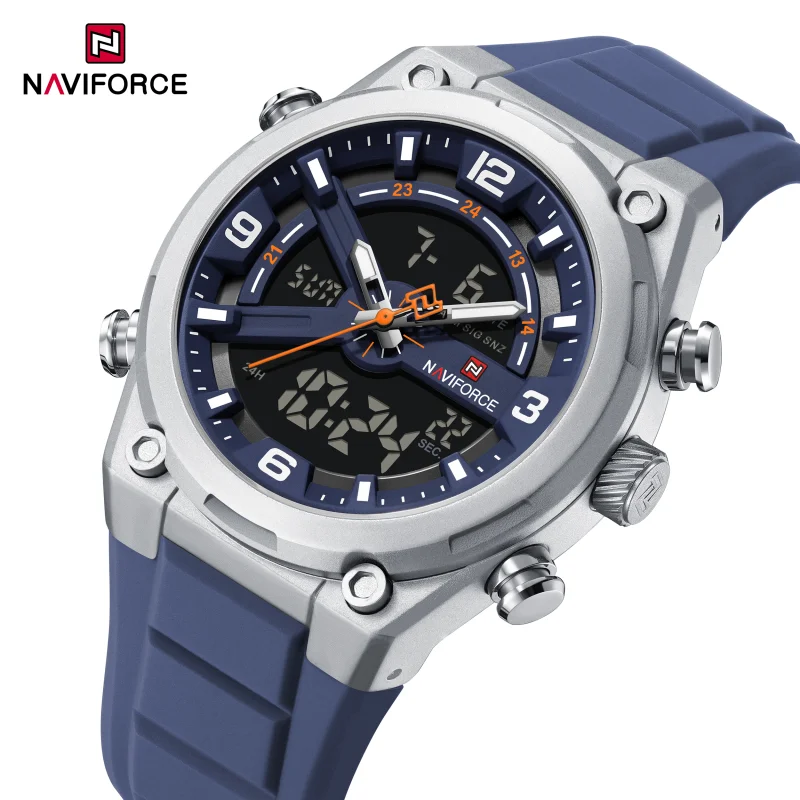 NAVIFORCE New Man's Watch Calendar Display Waterproof Shockproof with Luminous Silicone Strap Casual Sports Wristwatch NF9265