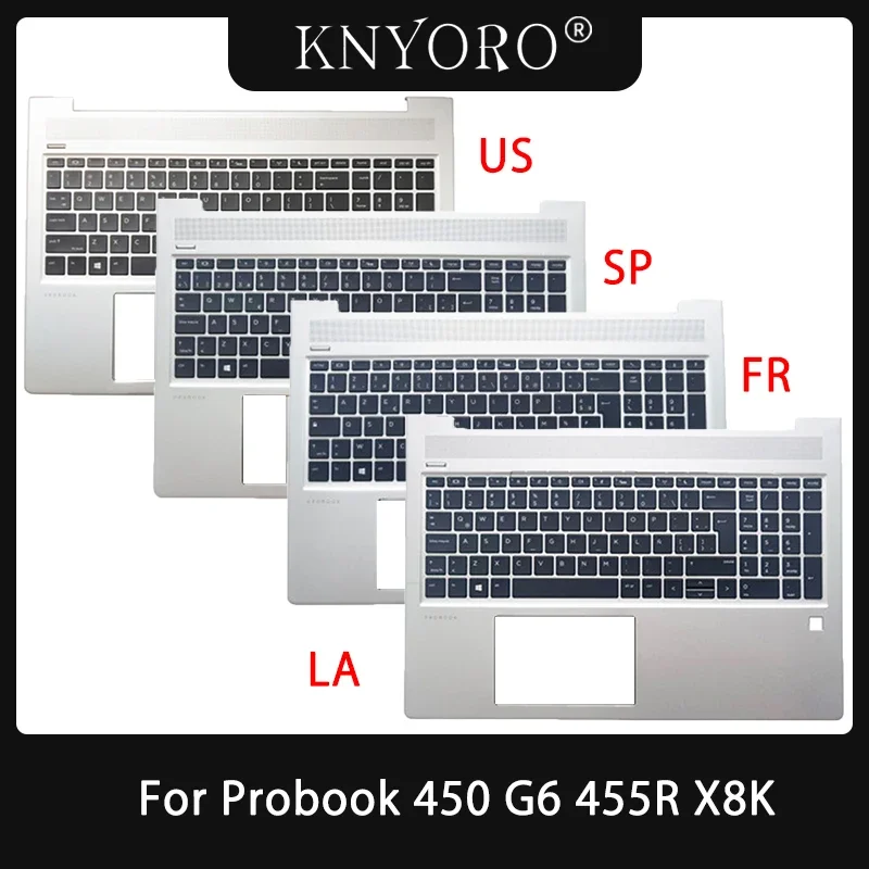 

New US Spain Latin Keyboard For HP Probook 450 G6 455 455R G6 X8K Zhan66 15 G2 Laptop Palmrest Keyboard Cover Backlit L45091-001