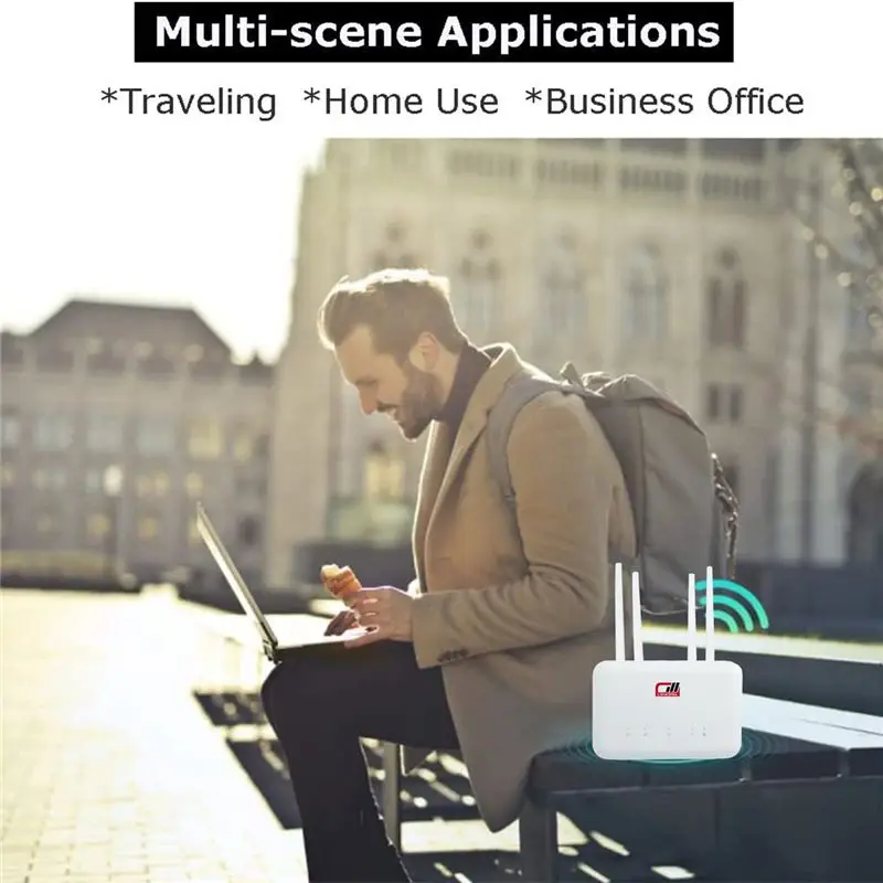 

A43M B625PRO 4G Wi-Fi роутер 300 Мбит/с с SIM-картой, возможностью подключения внешнего аккумулятора и антенны, 4G роутер, вилка EU