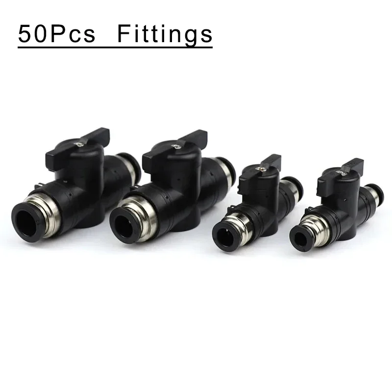 50Pcs  BUC 4mm 6mm 8mm 10mm 12mm Pneumatic Push In Quick Joint Connector Hand Valve To Turn Switch Manual Ball Current-limiting