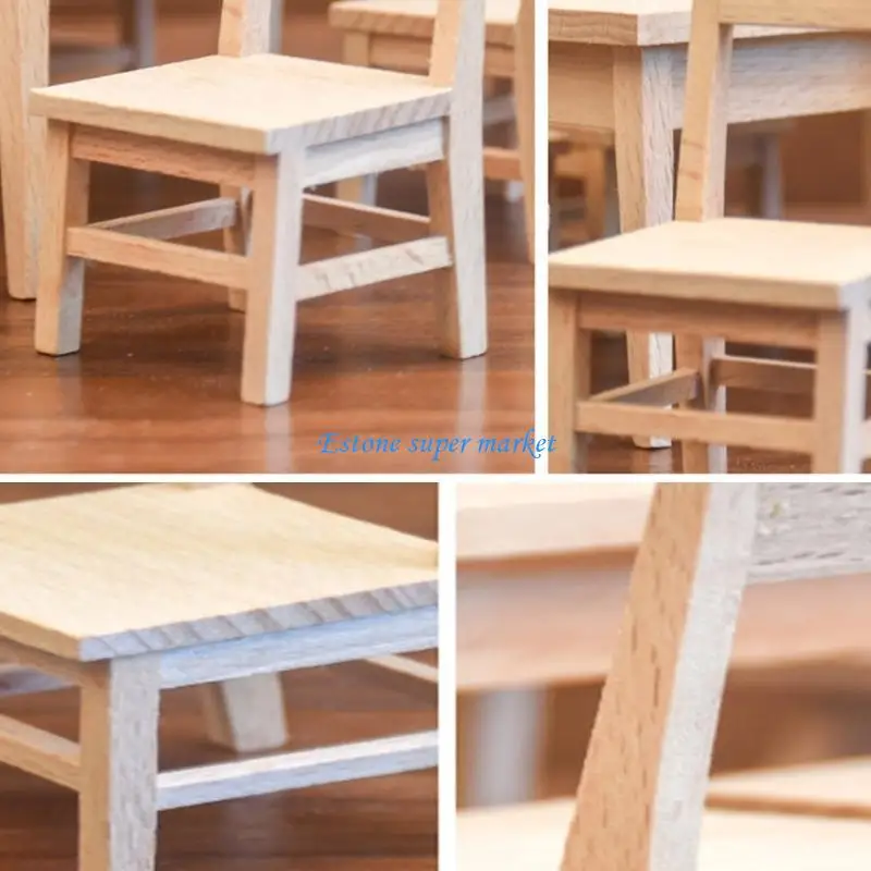 090B واقعية واقعية Zakka Play Play for Kids Display Cairs Model Toy Vintage Chair 1:12 Doll House