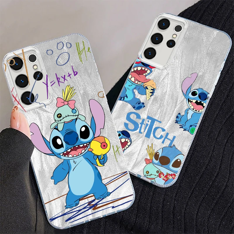 Disney Stitch Cute For Samsung S24 S23 S21 FE Plus Ultra A03 A25 A23 A22 A21S A15 A14 A12 5G Feather Yarn Funda Phone Case