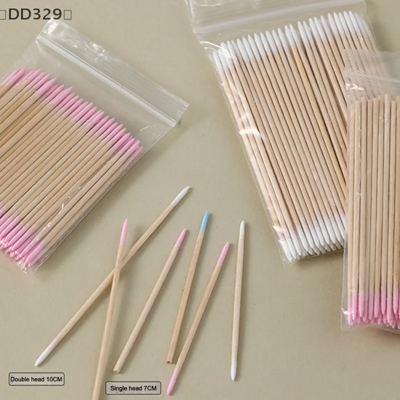 〔DD329〕100 Pcs Micro Wood Swab Eyelash Extension Tools Tatoo Microblading Cleaning Wooden Sticks Cosmetic Cotton Brush Buds Tip