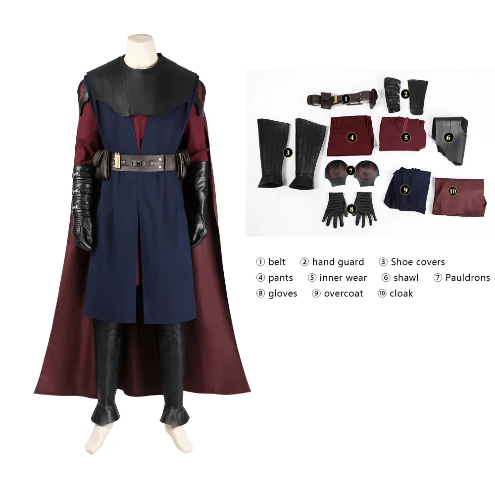 

Anakin Skywalker Cosplay Anime Costume New Superhero Outfits Fantasia Men Halloween Carnival Party Roleplay Disguise Suit