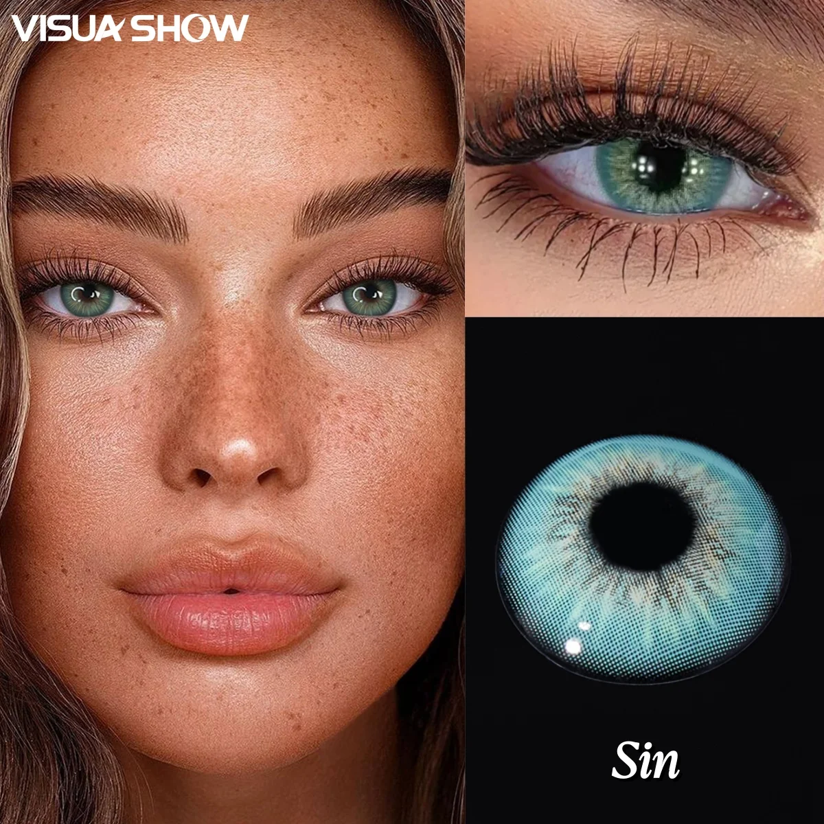 VISUASHOW Sin Brown Natürliche Kontaktlinsen mit Sehstärke 14,0 mm Kleine Pupille Weiche Farblinse für Tägliches Augen-Make-up – Detail 11