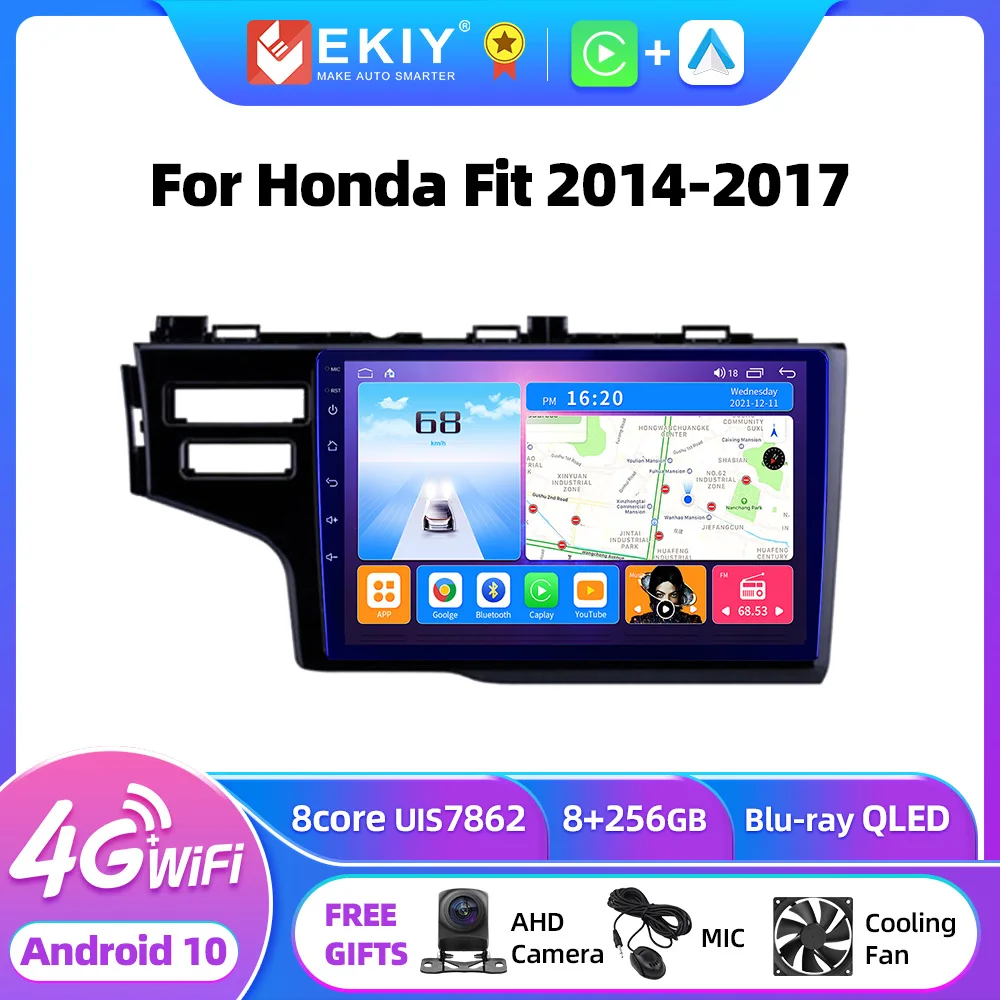 

EKIY T7 для Honda Fit 2014 2015 2016 2017 Android автомобильное радио 1280*720 8G + 128G стерео DVD-навигация GPS мультимедийный видеоплеер