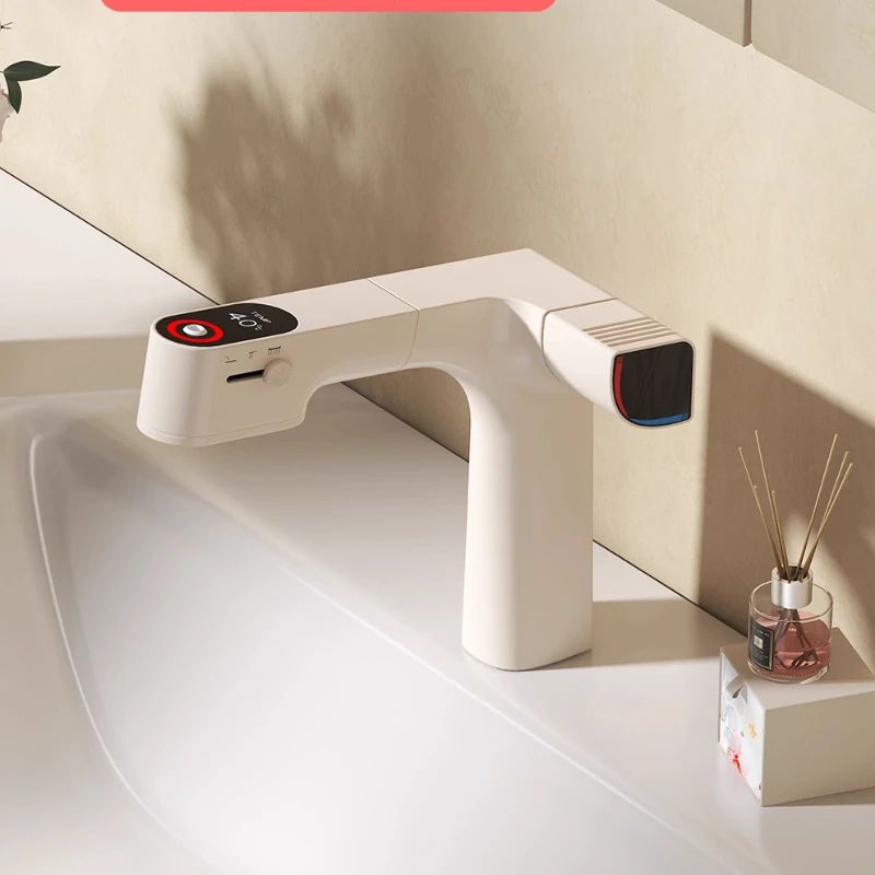 

Digital display faucet wash basin pull-out all-copper hot and cold face wash basin bathroom toilet
