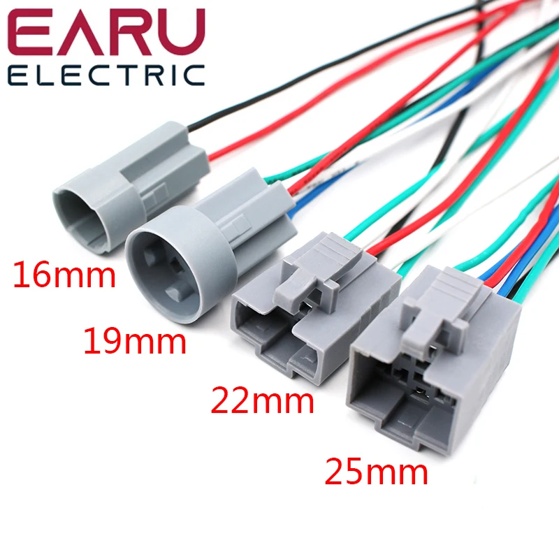 16mm 19mm 22Mm 25mm Power Cable Socket Connector For Metal Push Button Switch Wiring 2-6 Wires Stable Lamp Light Button 15cm