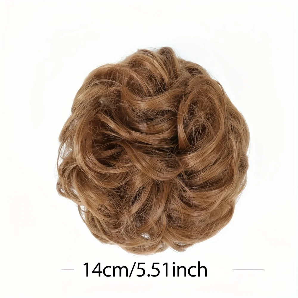 Ondulado e cabelo encaracolado Bun com Scrunchies, Chignon Sintético, Bagunçado Donut, Cabelo Bun, Elastic Hair Rope, Uso Diário, Acessórios para o Cabelo, 1PC