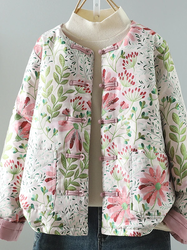 

Аутентичная хлопковая подкладка Jaet с цветочной вышивкой, китайская женская верхняя одежда в стиле ретро, длинная застежка-молния, свободная посадка