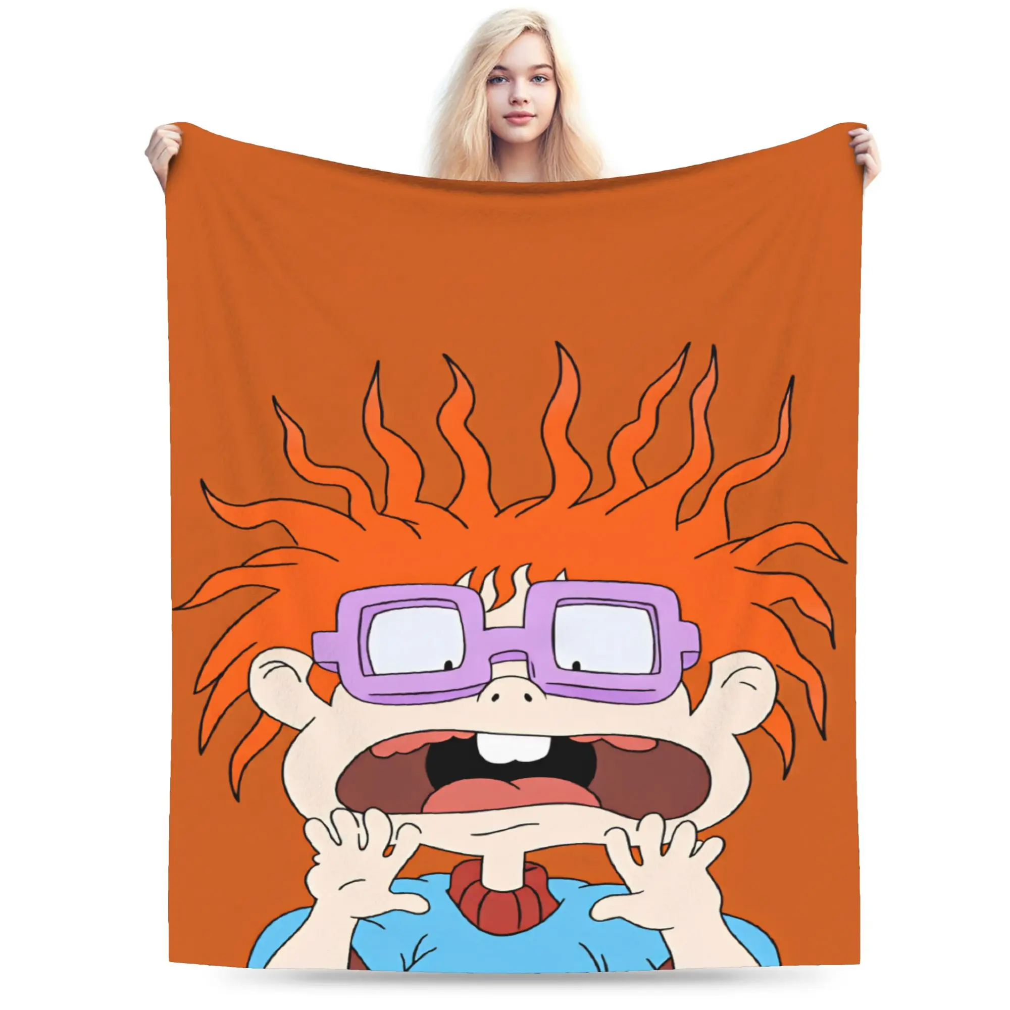 Warm Cozy Throw Blanket Plane Travel Rugrat Character Blanket  Flannel Bedspread For Couch Chair Print Sofa Bed Cover