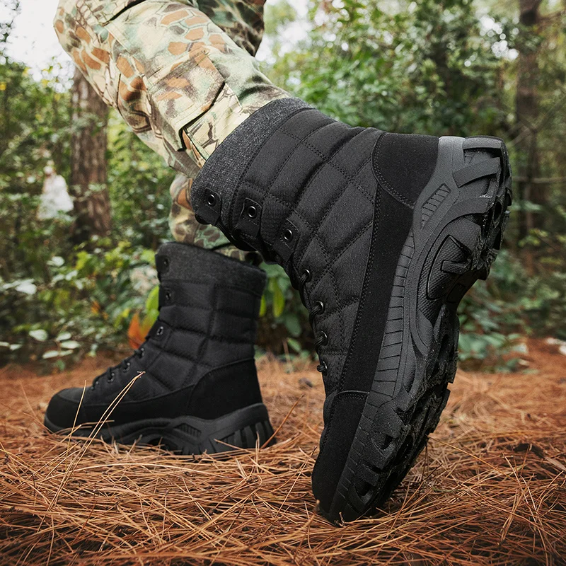 

Outdoor High-top Boots Men Thick-soled Shock-absorbing Breathable Combat Boots Men Breathable Comfortable Casual Men Boots