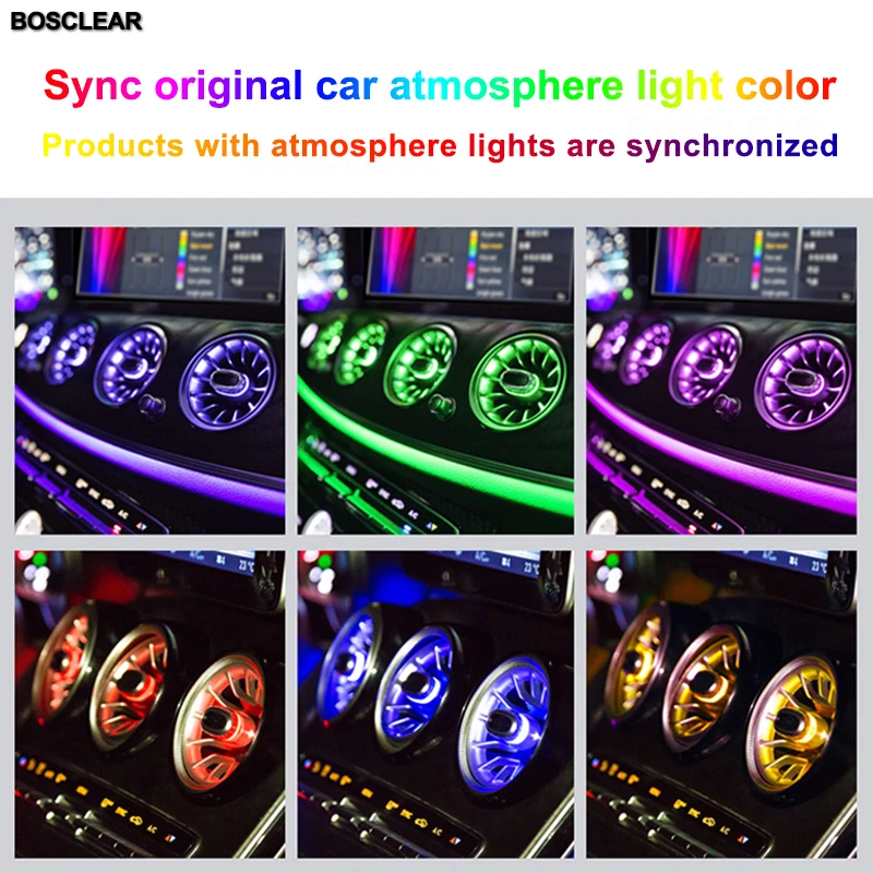 LED turbine air vent Car condition vent decoration ambient light lamp For benz A /C /E/ GLC/ CLA class W205 W213 X253 W177 W176