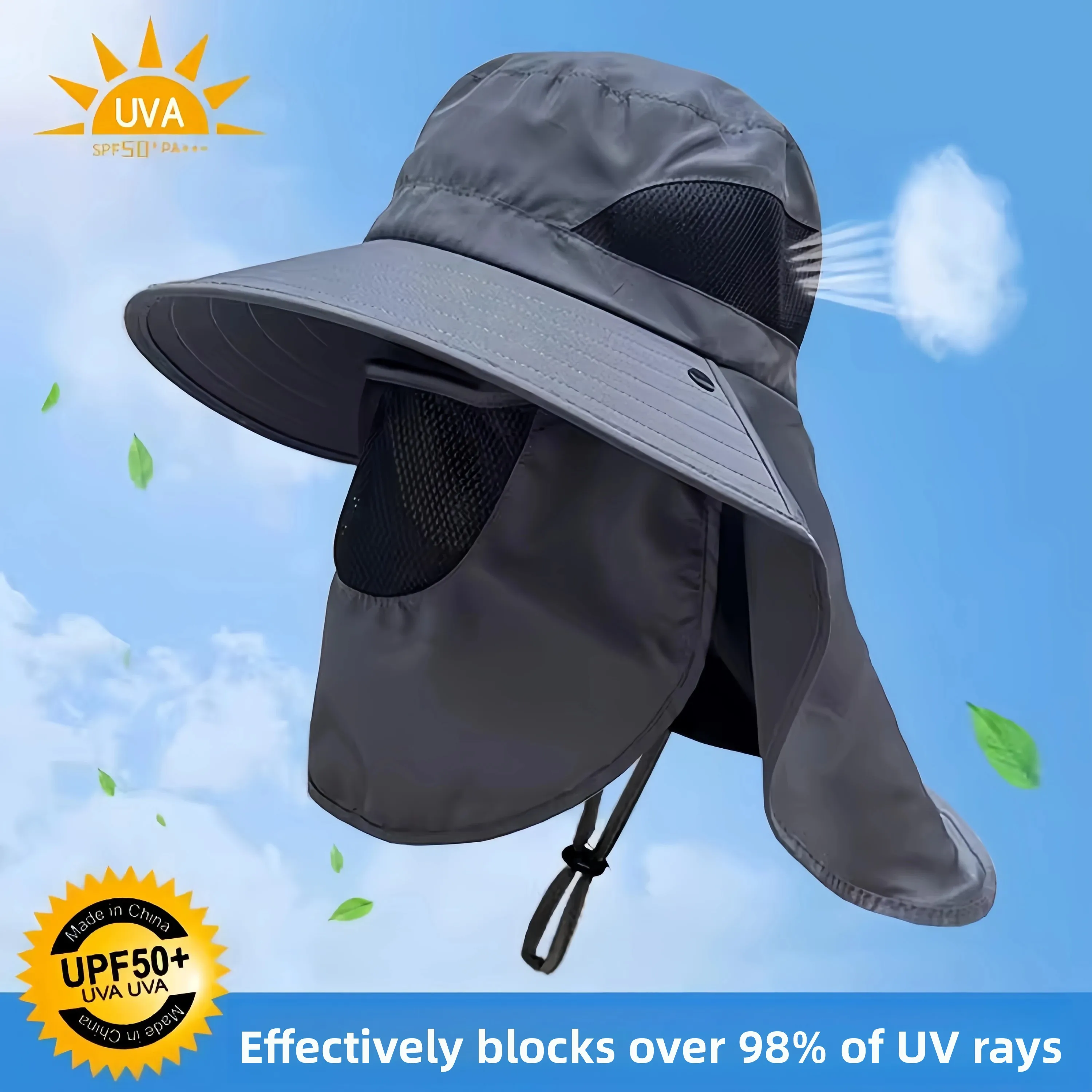 fishing-cap-summer-anti-uv-sun-protection-hat-men's-large-brim-integrated-fishing-face-cover-neck-protection-sunscreen-cap