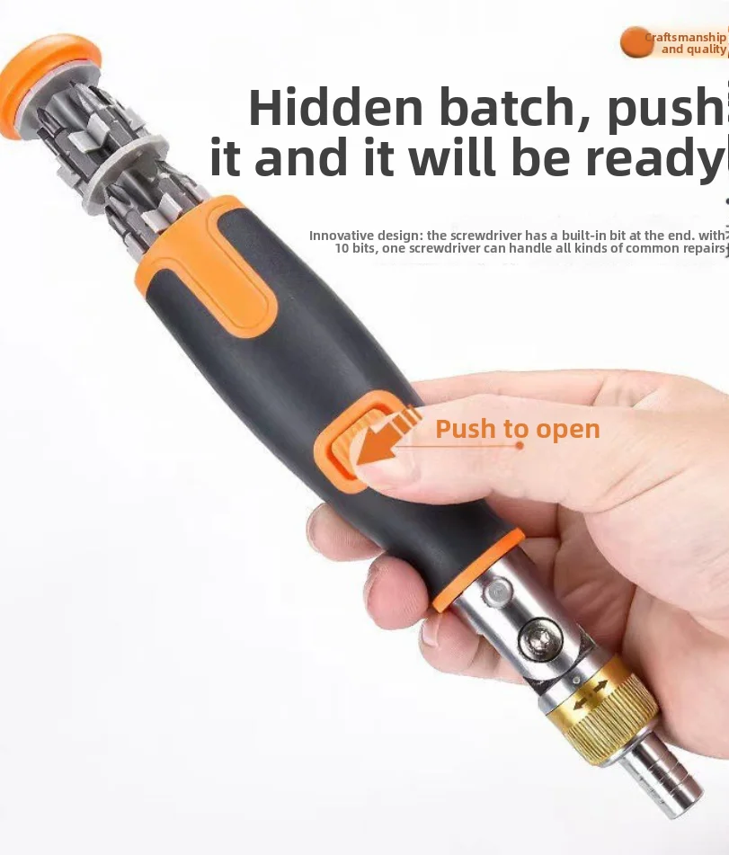 Ejection ratchet screwdriver set multi-function screwdriver multi-angle new portable hidden batch head combination