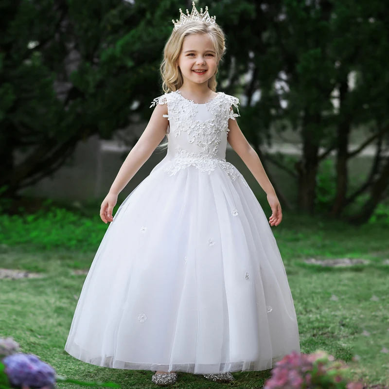 Formal Kids Long Bridesmaid Dress For Girls Children Costume Floral Prom Princess Dresses Vestido Girl Party Wedding Gown