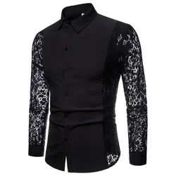 Spring and Autumn Cross Border Foreign Trade Fashion Solid Color Design Shirt Men's Long Sleeve Polo Neck Shirt