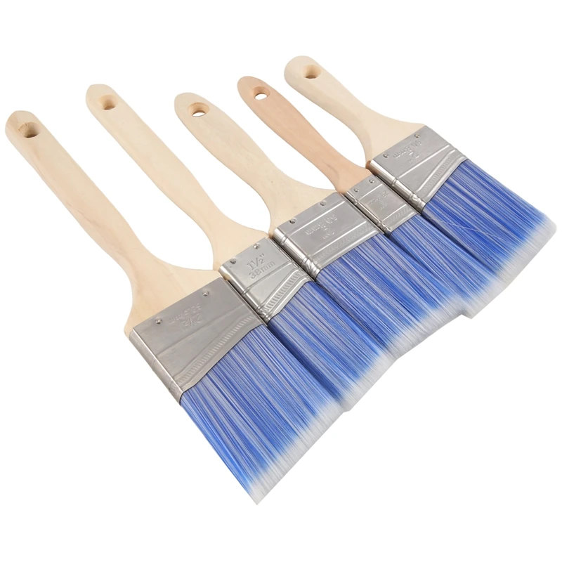 Flat And Angle Brushes In Assorted Sizes Paint Brushes For Walls,Wall Paint Brushes 5 Pack