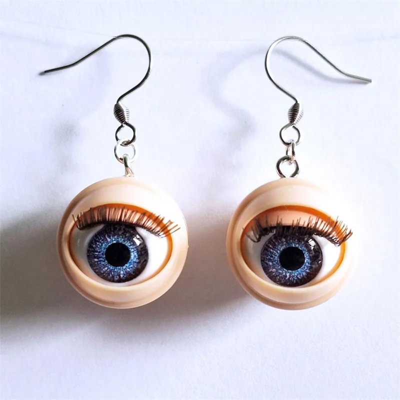Creepy Blinky Doll Eye Earrings,  Eyeball Dangle Drop Earrings, Unique Jewelry, Spooky Gift,