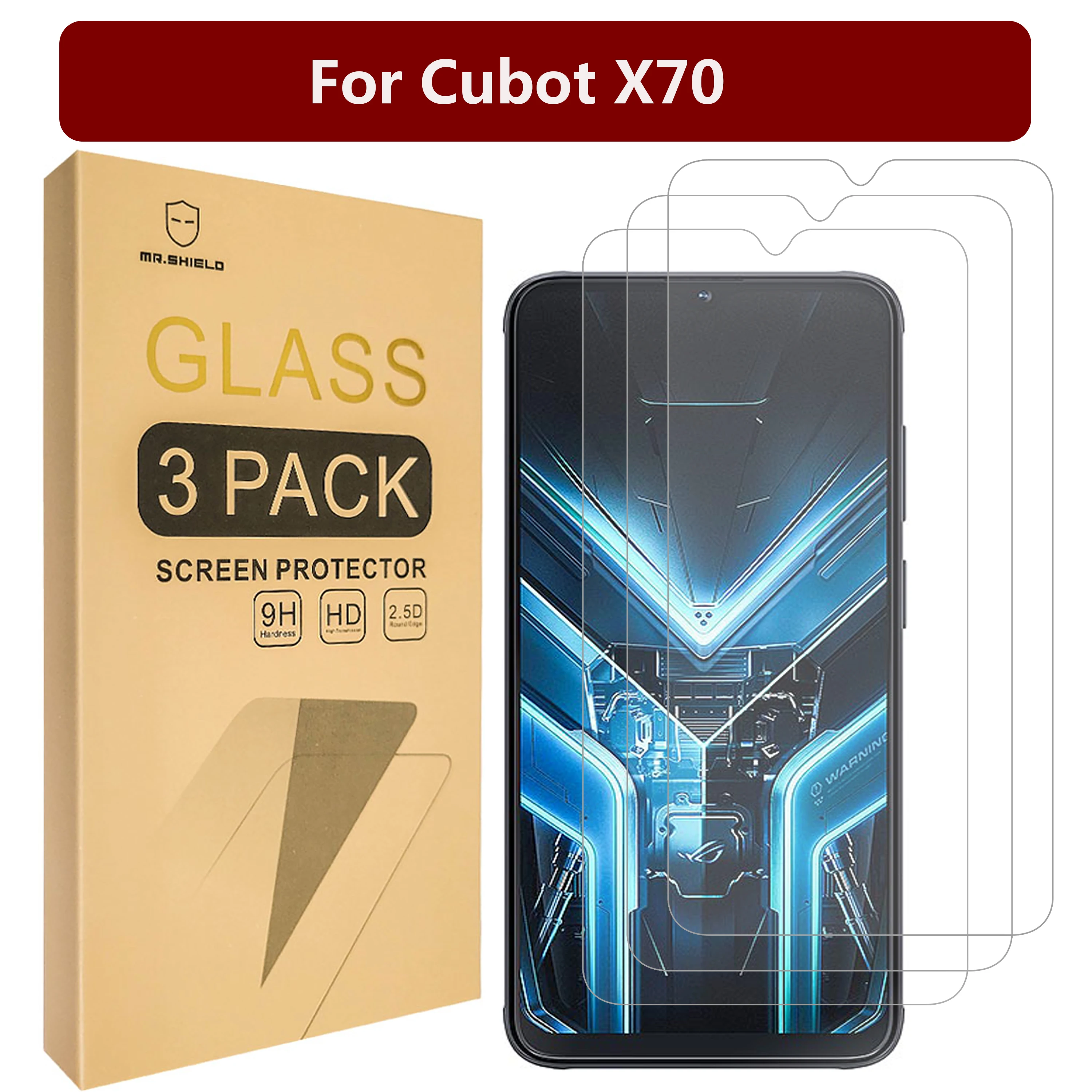 

Mr.Shield [3-Pack] Screen Protector For Cubot X70 [Tempered Glass] [Japan Glass with 9H Hardness] Screen Protector