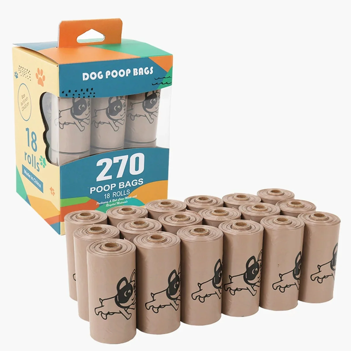 Coffee-Scented Dog Waste Bags, 8/10/18 Rolls Per Box, 1.3 Mil Thick Silky Bags, Extra Thick Leak-Proof and Odor-Resistant