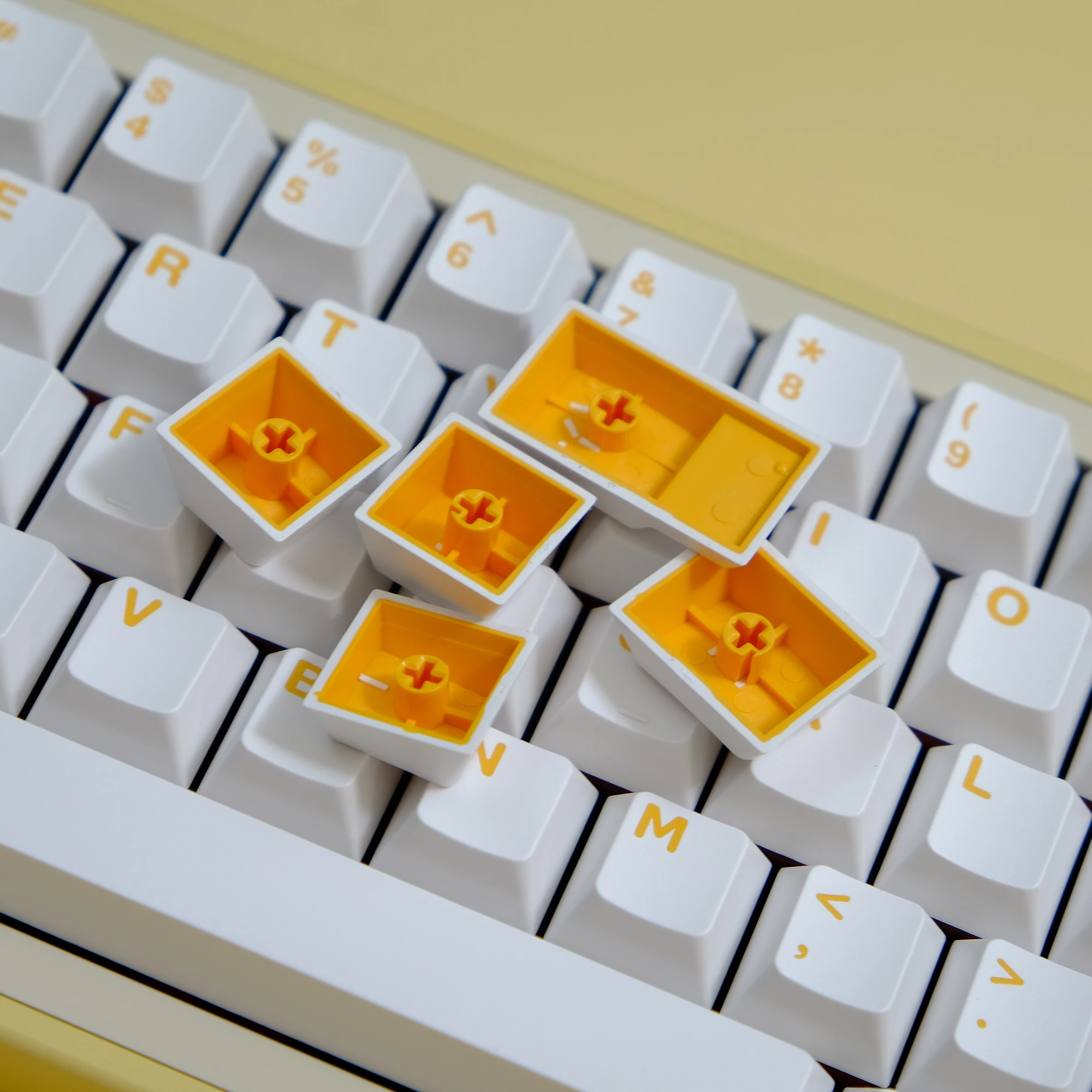 Branco amarelo 121 teclas cereja perfil keycaps duplo tiro abs keycaps para gateron cereja mx switches teclado gamer mecânico