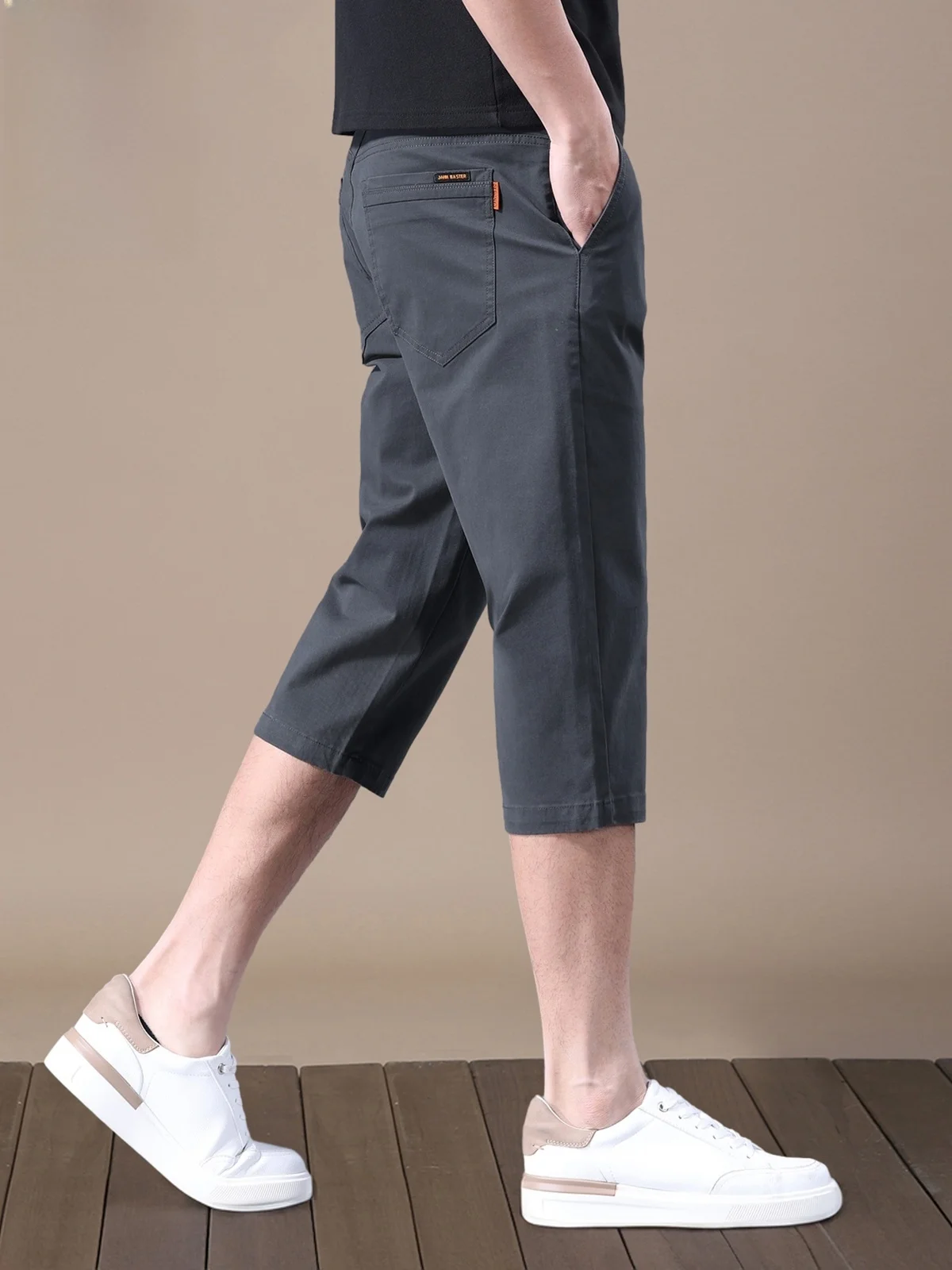 

Men's Slim Fit Casual Pants Summer Thin Faionable Seven-Footers Casual Trousers Youthful Elastic Cotton Blend