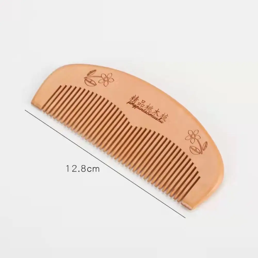 Peach Wood Peach Wood Hair Comb Anti-Static Close Teeth Peach Wood Comb Retro Traditional Natural Solid Wood Comb