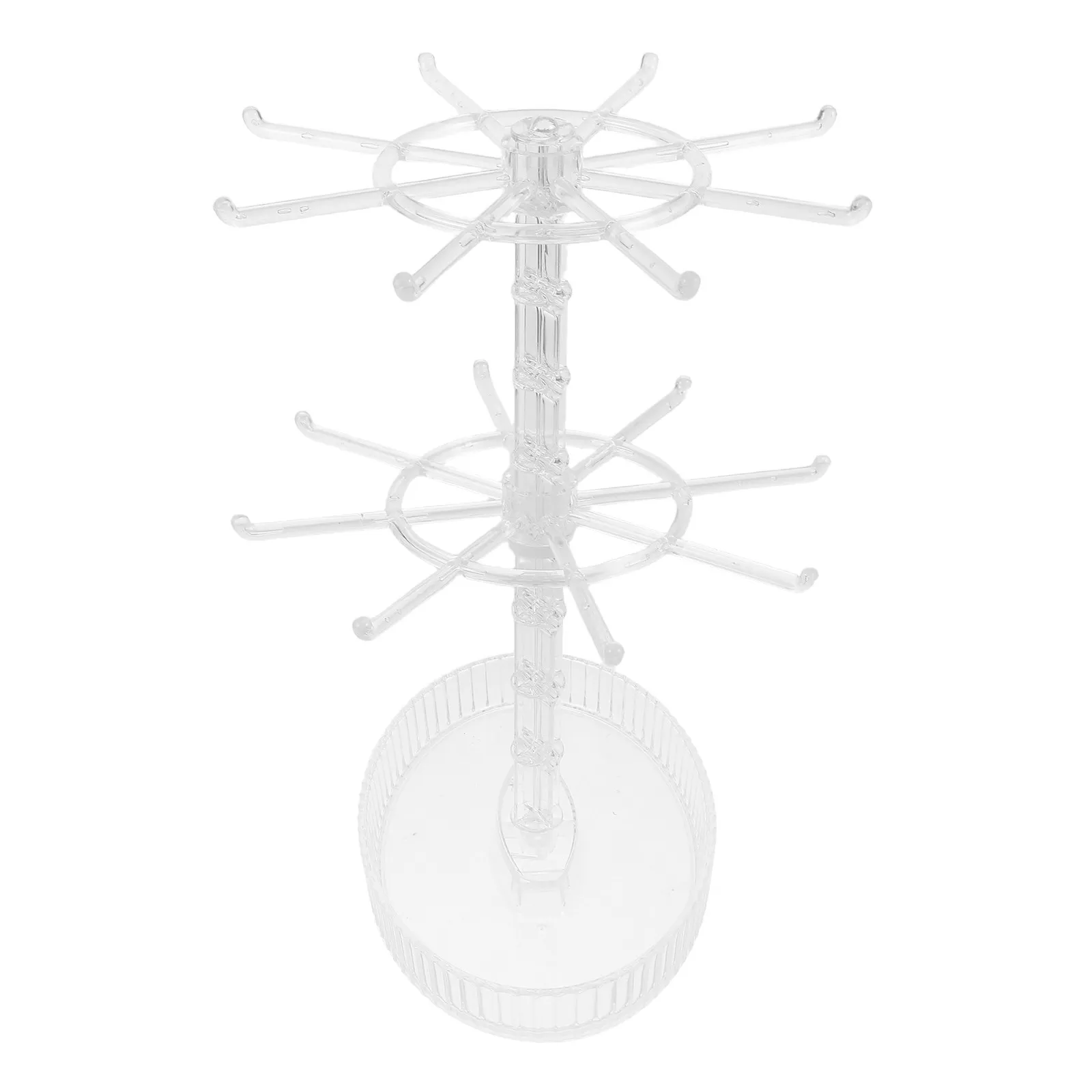 

Двухуровневая вращающаяся подставка для украшений, регулируемый вращающийся органайзер для ожерелий, браслетов, серег, брелоков, подставка-башня