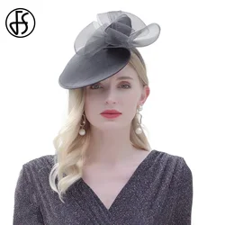 FS 2024 Sinamay Kentucky Derby Hats For Women Fascinator Chic Elegant Church Pillbox Cap Fedoras Bridal Wedding Dress Millinery