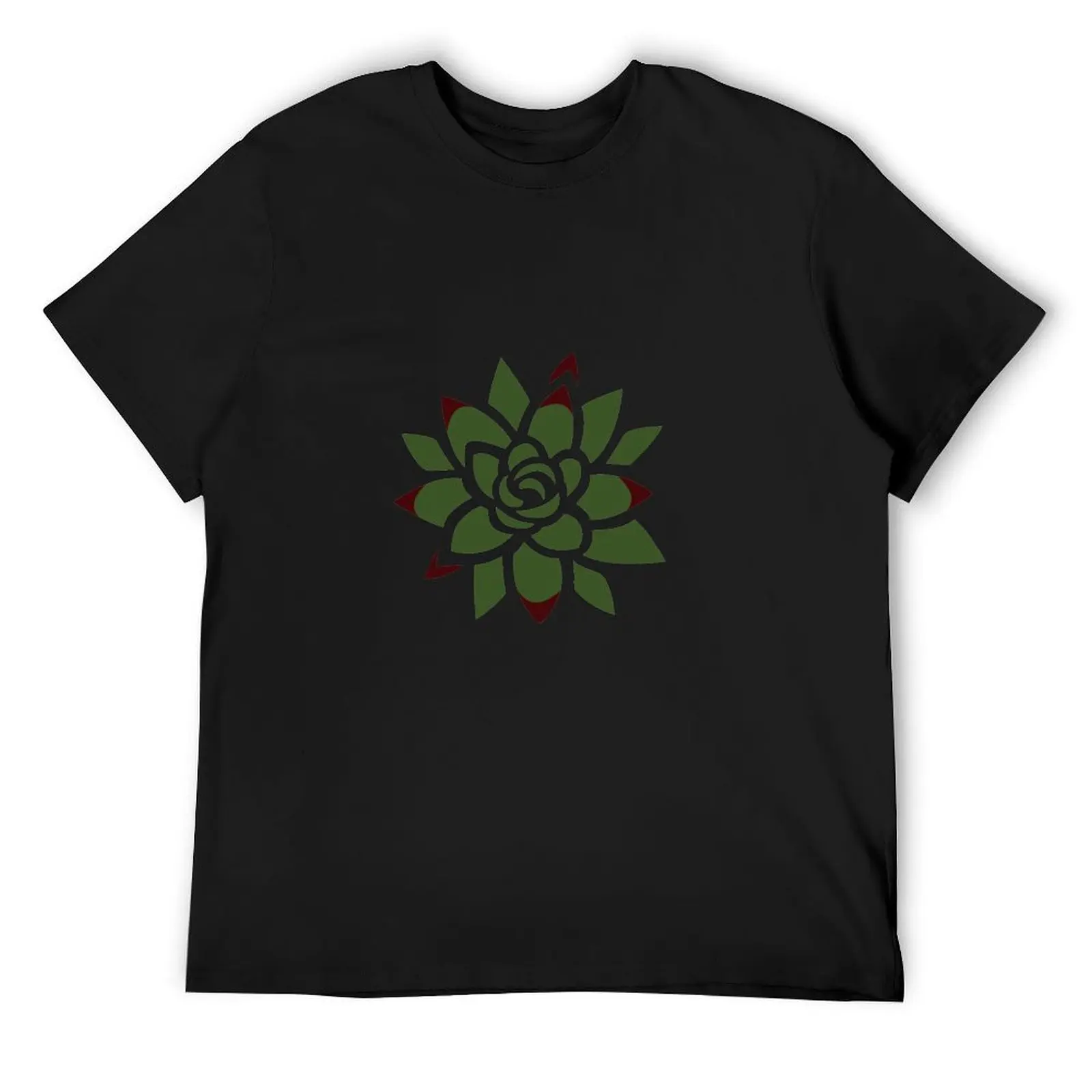 Echeveria Succulent Abstract Illustration - Simple Cactus Drawing T-Shirt vintage anime shirt customs black t-shirts for men