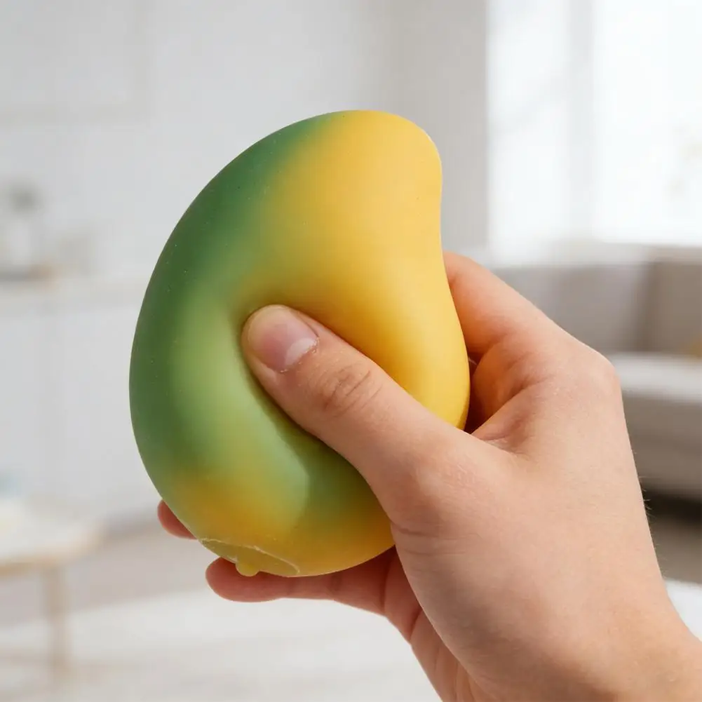 Juguete de mango que cambia de color, simulación de mango elástico, pelotas antiestrés de rebote lento, juguete para aliviar el estrés, regalo ﻿