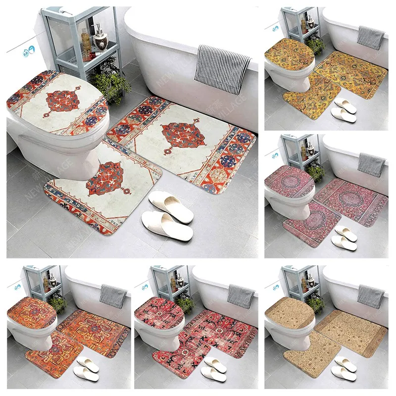 Anti-slip Bath Mats Bathroom Shower Mat Decorative Absorbent Foot Mat Entrance Bathtub toilet rug Morocco vintage Persia boho