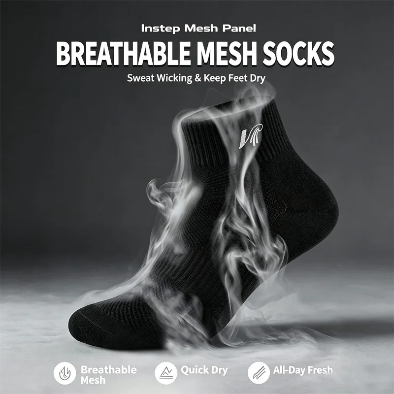 Veidoorn Ankle Sports Socks Breathable Soft Casual Athletic Socks Anti-slip Sweat Wicking For Running Daily Workout Outdoor Wear