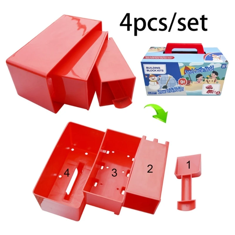 4 ชิ้น/เซ็ตปราสาททรายแม่พิมพ์ Snow Block Maker ชุดสำหรับผู้ปกครองเด็กฤดูหนาวกิจกรรมชายหาดทรายหิมะ Building Block ของเล่น