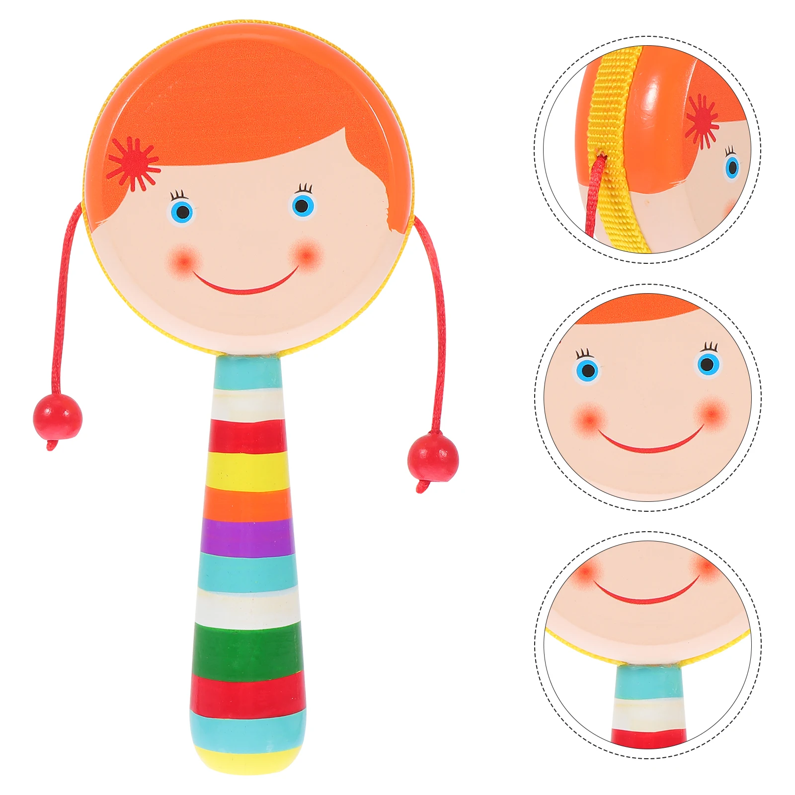 

Wooden Drum Baby Smooth Edges Safe Musical Plaything Infant Hand Cranking Drum Toys Christmas Gifts