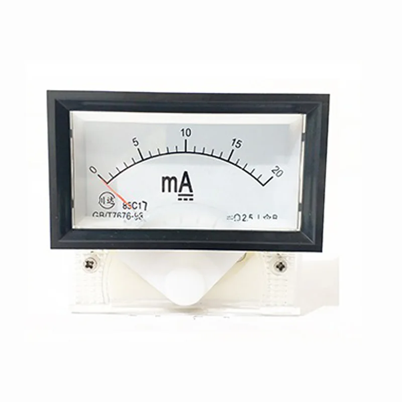 Imagem -02 - Medidor de Painel Amp com Moldura Preta Miliamperímetro 85c17-ma Ponteiro dc 20ma 30ma 50ma 100ma Quadrado 70x40 mm