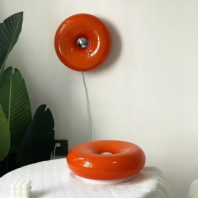 vintage frances lampada de parede lampada de mesa arte personalizada bauhaus laranja de vidro lampada de mesa quarto toque luz 01