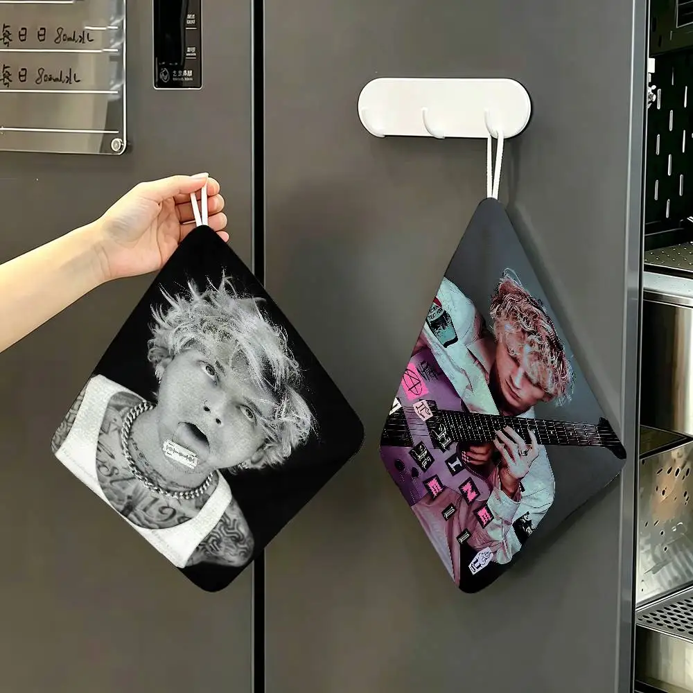 Rapper MGK M-Machine Gun K-Kelly  Hanging Style Hand Wiping Towel, Polyester Cotton, Anti-fade for Indoor Kitchen Living Room