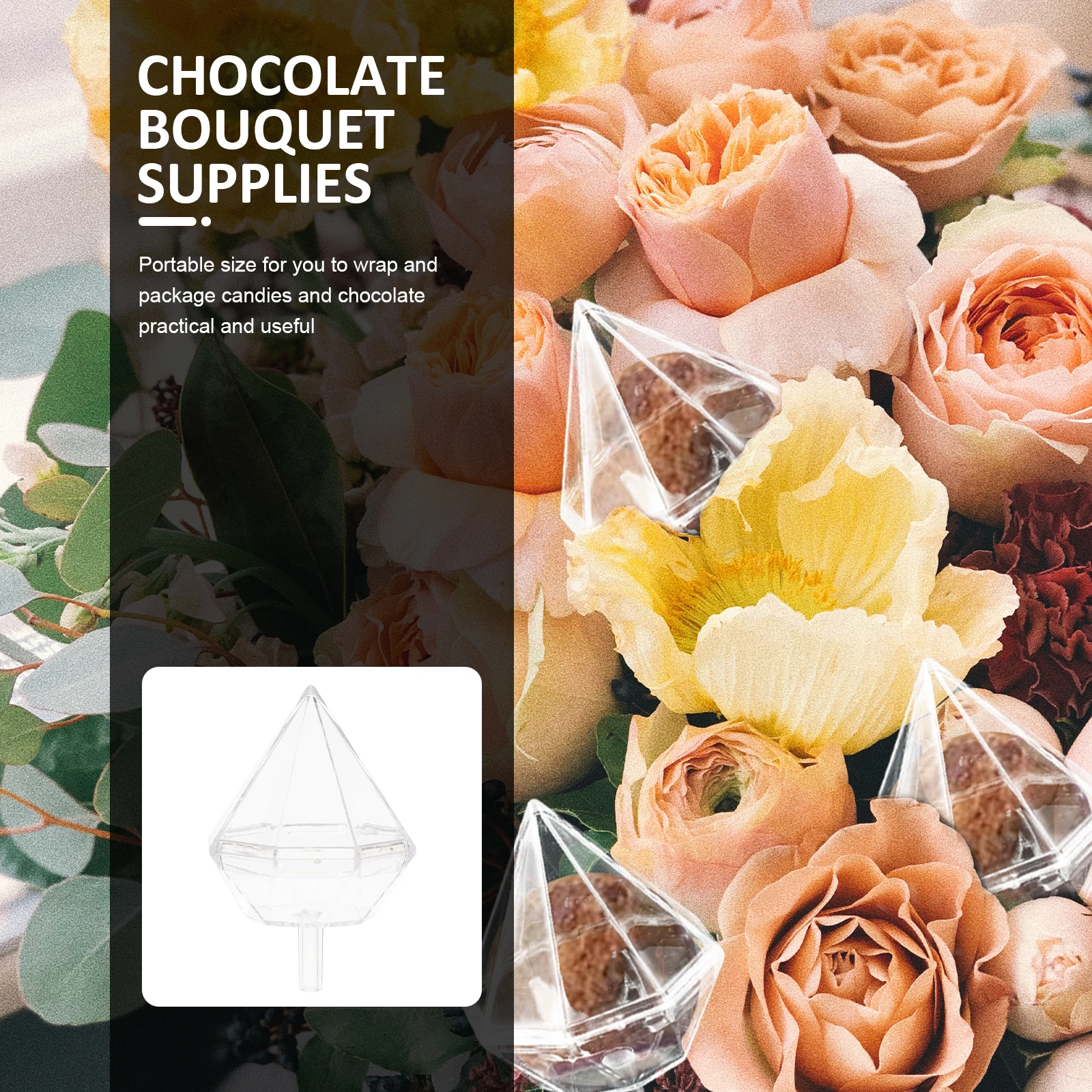 

80 Pcs Transparent Flower Cup Candy Wrappers Chocolate Bouquet Supplies Clear Plastic Container Box Craft Party