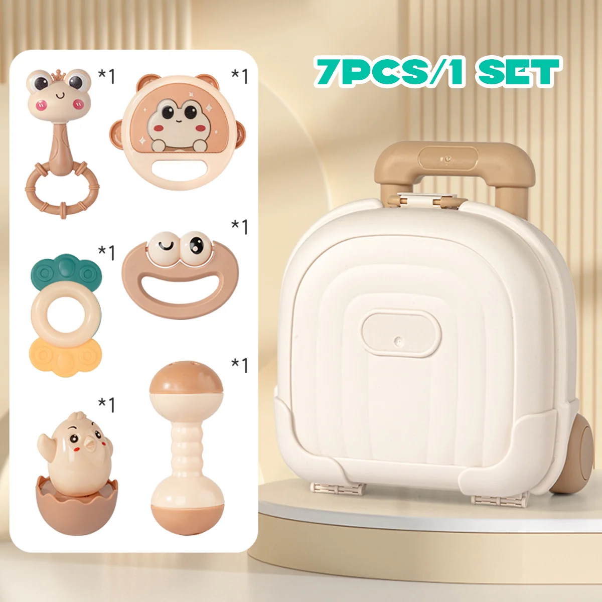 مجموعة ألعاب أطفال 7 في 1، ألعاب رنين وقبضة وحقيبة، ألعاب تمرين ممتعة للأولاد والبنات، تجذب الاهتمام وتعلم المهارات،