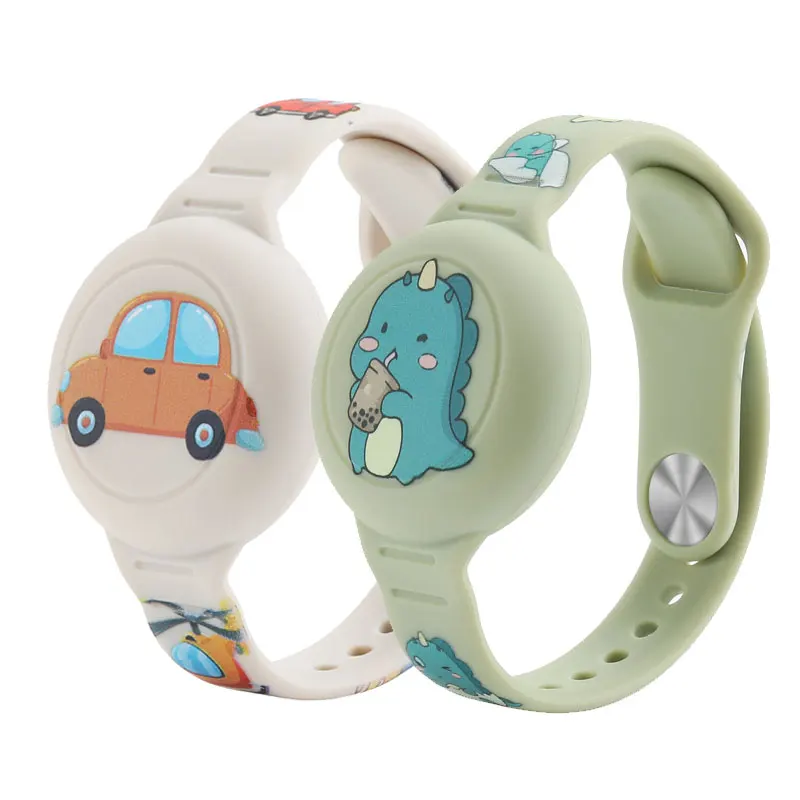 Wasserdichtes Armband für Kinder mit AirTag, Silikonmaterial, niedliches Cartoon-Design, verstellbar, versteckter Halter für Apple AirTag