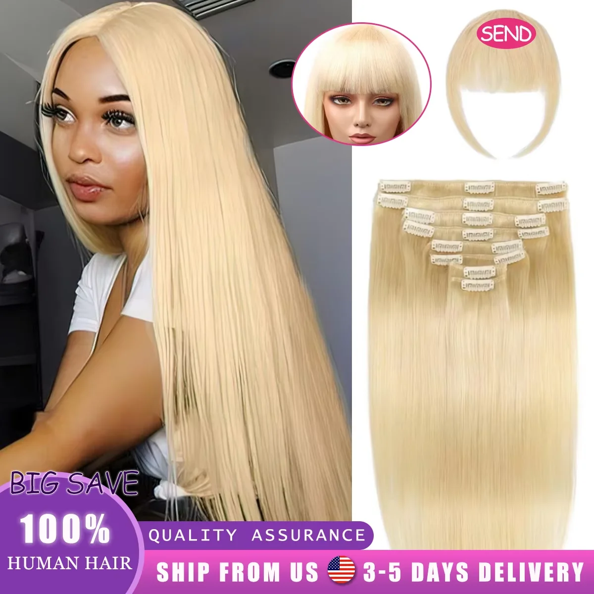 

14A 10 шт./компл. заколки для светлых волос, наращивание волос, настоящие заколки для человеческих волос, прямые # Заколка для человеческих волос 613 в наращивании