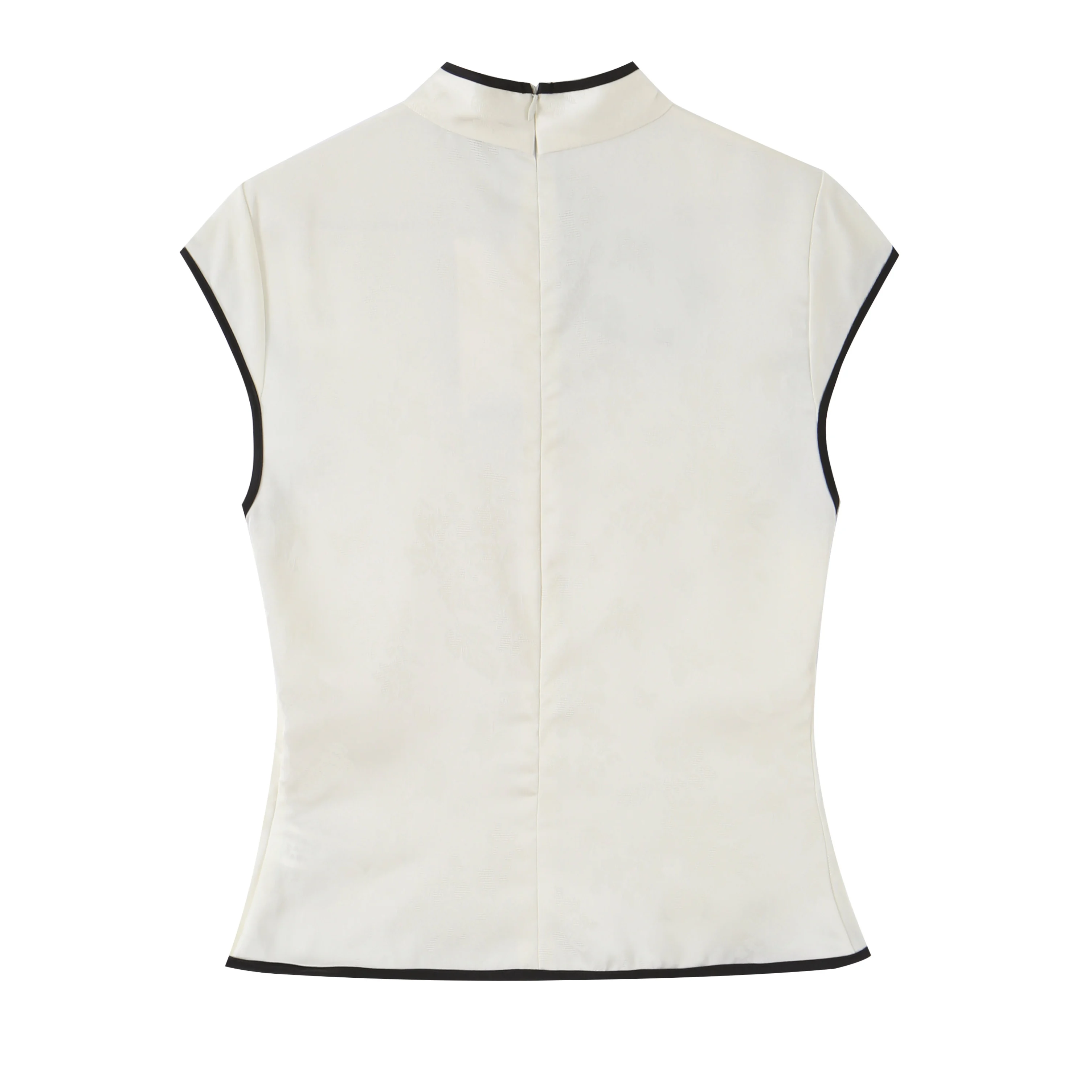 BSAY New Summer Elegant Jacquard Satin Qipao Top For Women Sleeveless Mandarin Collar Frog Buttons Slim Elegant Cheongsam Blouse view 3