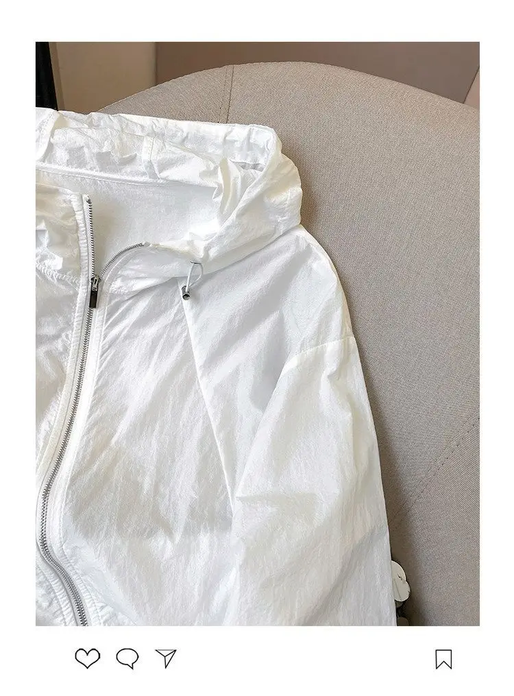 Women Solid Color Hooded Sun Protection Jacket Loose Breathable UV Protection Summer Coat S-4XL