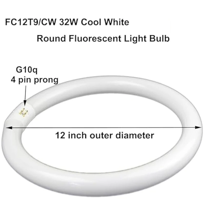 FC8T9/CW 22W And FC12T9/CW 32W Cool White Round Fluorescent Light Bulb Set,T9 22 Watts & Circular Bulbs 32 Watts Pack