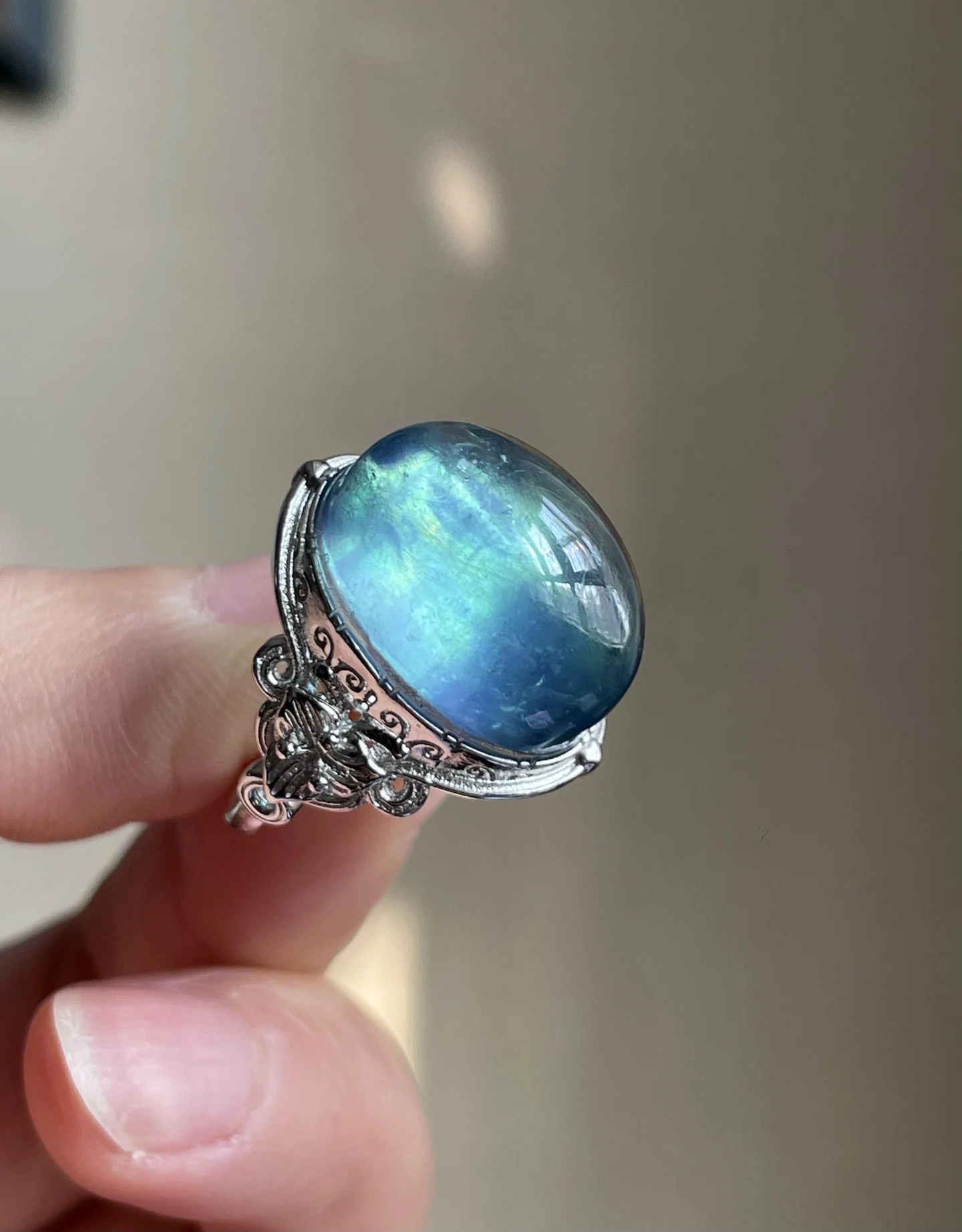 

Natural Blue Aquamarine Ring Adjustable Ring 925 Sterling Silver 21.5*14.5*11.5mm Clear Aquamarine Ring Jewelry AAAAAA