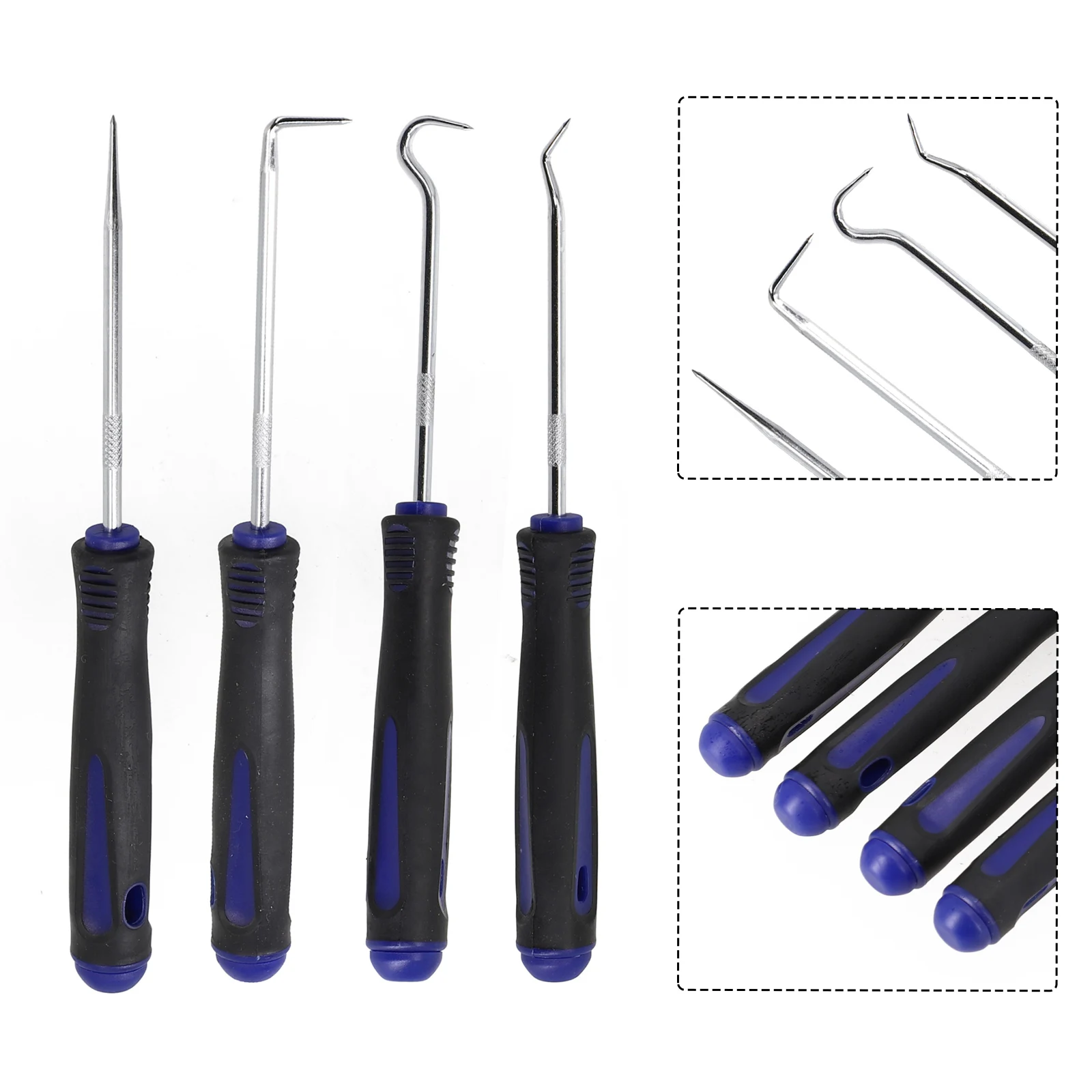 4Pcs 165mm Car Auto Vehicle Oil Seal Screwdrivers Set O-Ring Seal Gasket Puller Remover Pick Hooks Tools Sealing Tools Blue